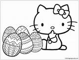 Kitty Hello Easter Pages Coloring Egg Cartoons sketch template