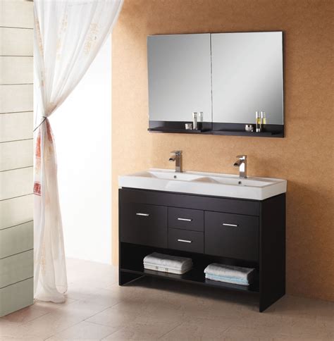 modern double sink wall mount bathroom vanity  espresso
