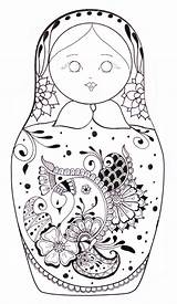 Coloring Doll Russian Dolls Pages Matryoshka Para Nesting Kids Printable Colorear Coloriage Sketch Adult Paper Matroschka Colouring Embroidery Template Ec0 sketch template