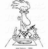 Cartoon Hungry Dinner Man Vector Outlined Waiting Coloring His Ron Leishman Royalty sketch template