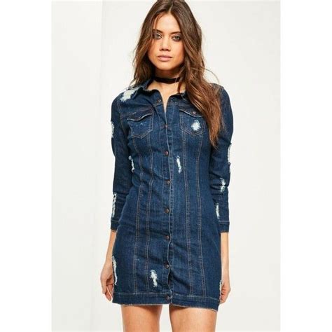 missguided fitted ripped denim shirt dress    polyvore