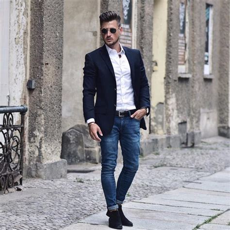 refined blazer  jeans ideas  style   classy gentleman