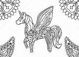 Mandalas Unicorn Coloring Stock Illustration Depositphotos sketch template