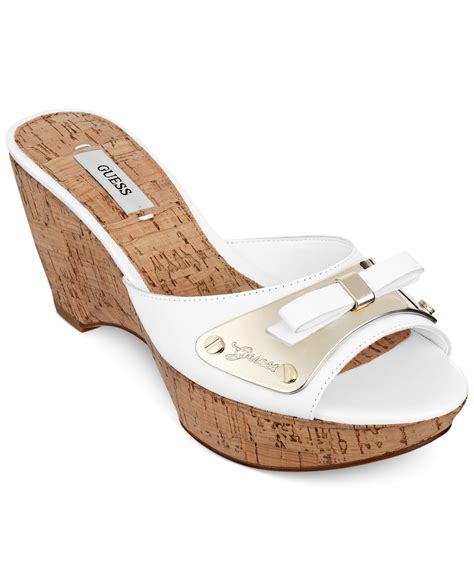 guess womens rea platform  sandals  white lyst