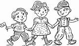 Coloring Boy Girl Pages Children Boys Holding Hands Drawing Child Celebrating Girls Little Line Praying Colouring Clipart Color Happy Kids sketch template