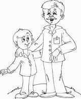Father Coloring Son Pages Drawing Finished sketch template
