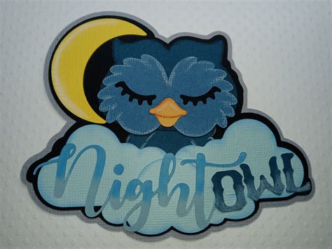 handmade die cut night owl title scrapbook page embellishment etsy