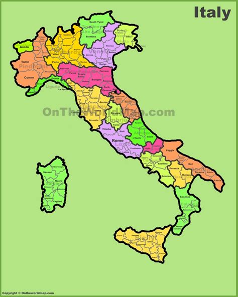 italy provinces map ontheworldmapcom