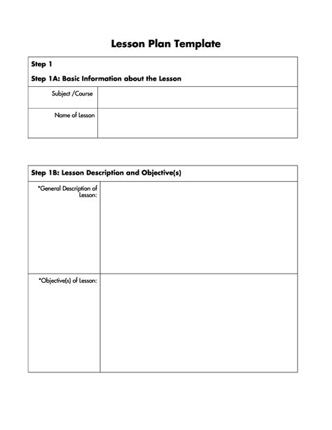 printable elementary lesson plan template printable templates