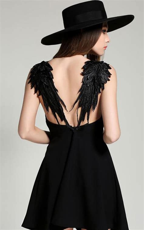 gothic attitude black angel wing dress  angel wing dress stylish fall outfits stunning
