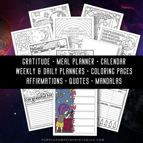 printable outer space planner journal  color   teachers