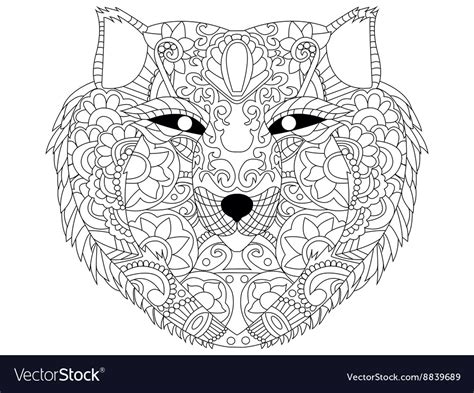 wolf coloring  adults royalty  vector image