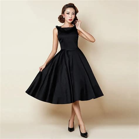 Little Black Dress 50 60s Rockabilly Audrey Hepburn Dress Elegant Party