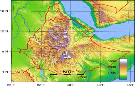 topographic map  ethiopia   scientific diagram
