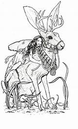 Coloring Pages Jackalope Printable Fairy Cool Grown Ups Rabbit Folk Wee Faeries Too Carol Craig Sheets Dft4 Xx Fbcdn Scontent sketch template