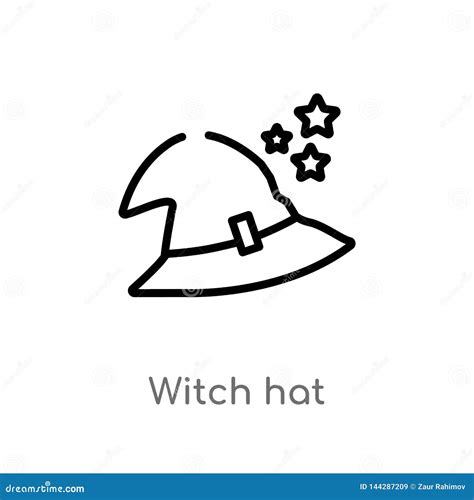 outline witch hat vector icon isolated black simple  element