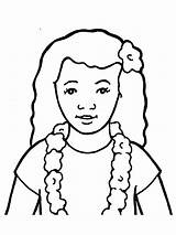 Hair Curly Girl Coloring Lei Wearing Pages Flower Young Primary Long Lds Shirt Sister Child Clip Kids Primarily Inclined Eyes sketch template