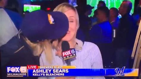 us fox reporter ashley sears kissed by female fan on tv broadcast