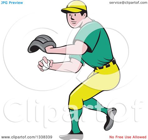 clipart   cartoon white male baseball player pitching   green