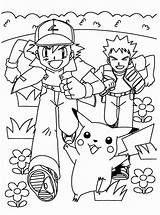 Pokemon Pages Coloring Pikachu Friends Colouring Ash Kids sketch template
