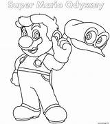 Odyssey Luigi Jecolorie Sunshine Cappy Coloringhome Incroyable Nintendo Feu sketch template