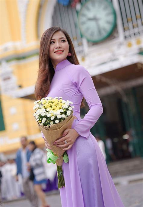 Orchid Vietnamese Ao Dai Custom Made Silk Dress Orchid