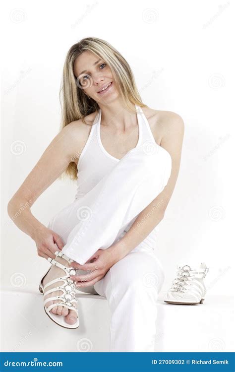woman wearing white clothes stock photography image