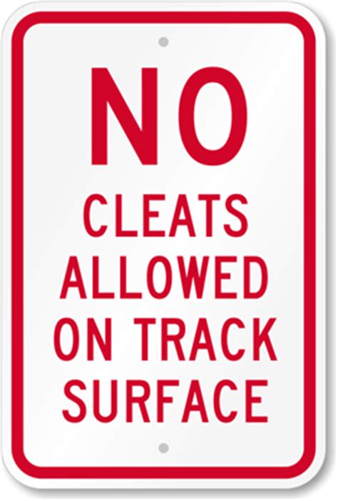 cleats allowed  track surface sign sku