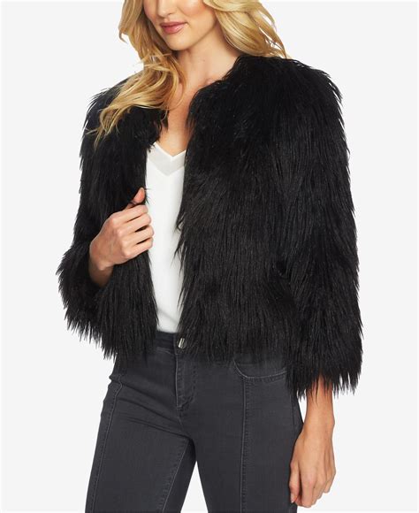 state cropped faux fur jacket  black lyst