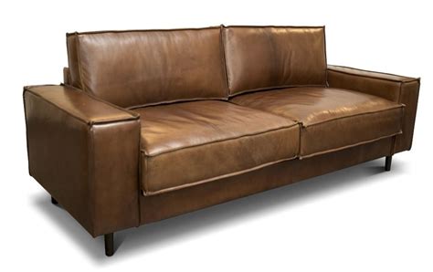 Casa Padrino Luxus Echtleder Lounge Sofa Vintage Leder Braun Luxus