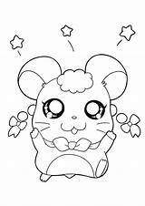 Coloring Pages Cute Kawaii Hamtaro Cartoon Hamster Puppy Mouse Characters Kids Print Character Coloringhome sketch template