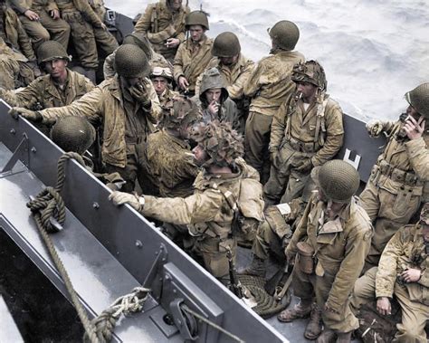 day  color stunning retouched   brave allied troops landing normandy beaches