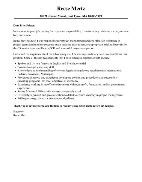 corporate responsibility cover letter velvet jobs   job