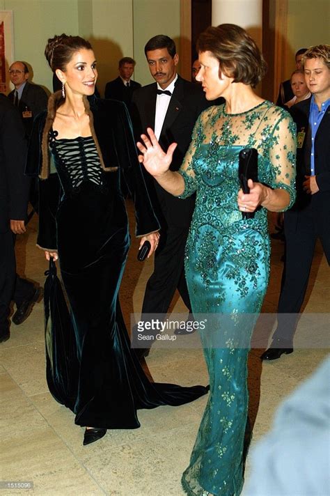jordanian queen rania and german first lady christina rau arrive for queen rania queen