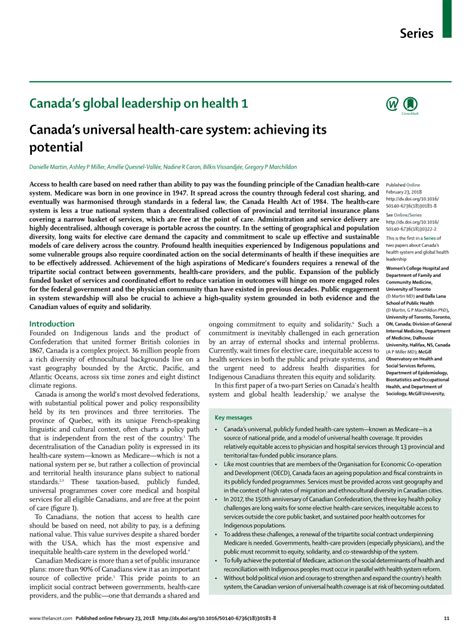 canadas universal health care system achieving  potential