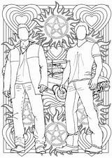 Supernatural Dean Sam Colouring Coloring Pages Drawings Winchester Etsy Ups Grown Pdf Drawing sketch template