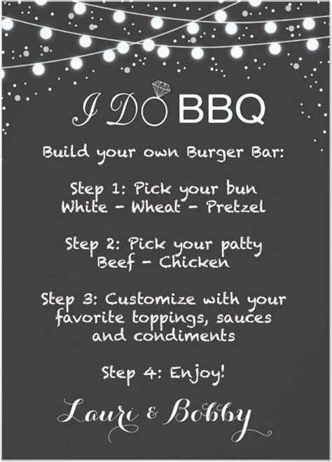 I Do Bbq Themed Build Your Own Burger Bar Sign Backyard Bbq Wedding