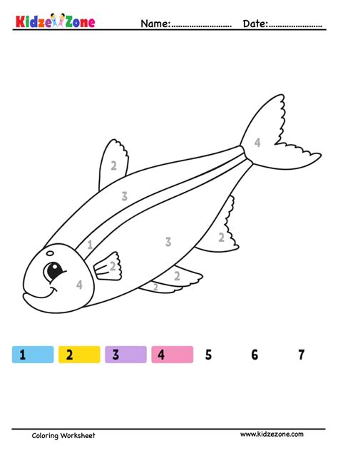 fish number coloring fun worksheet kidzezone