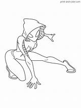 Spider Man Coloring Pages Color Print Gwen Ghost Stacy Verse Into Girls раскраски sketch template