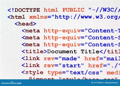 html web page code front view royalty  stock image image