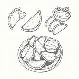 Empanada Handgezeichneten Sammlung Vektoren sketch template