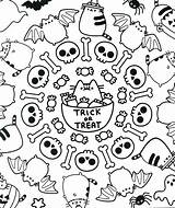 Pusheen Coloring Pages Halloween Print sketch template