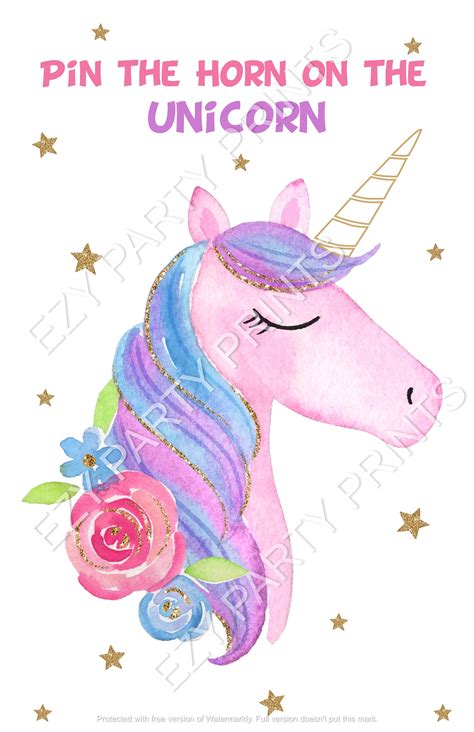 pin  horn   unicorn printable game instant  etsy