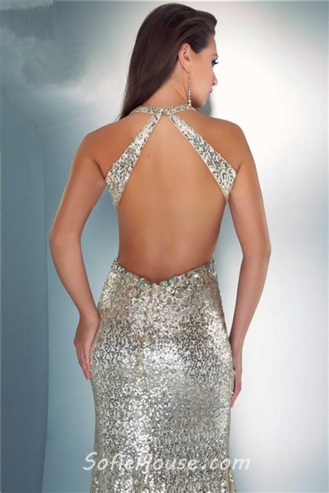sexy sheath halter backless side cut out slit long