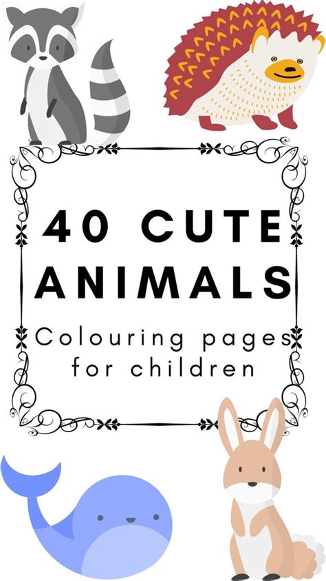 animal colouring pages  children digital  etsy