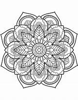 Mandala Coloring Flower Pages Printable Template sketch template