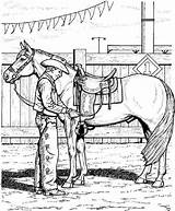 Saddle Cowboys Cai Rodeo Colorat Adjusting Pferde Cal Getcolorings Trick Pintar Planse Caballos Bronco Bucking 2273 Azcoloring sketch template