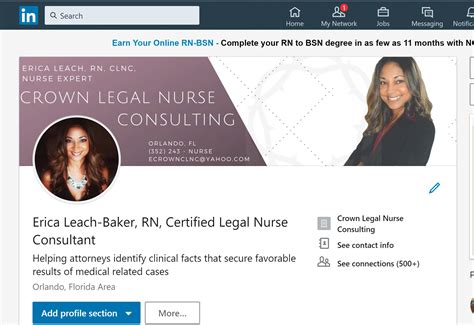 linkedins     legal nurse consultant profile