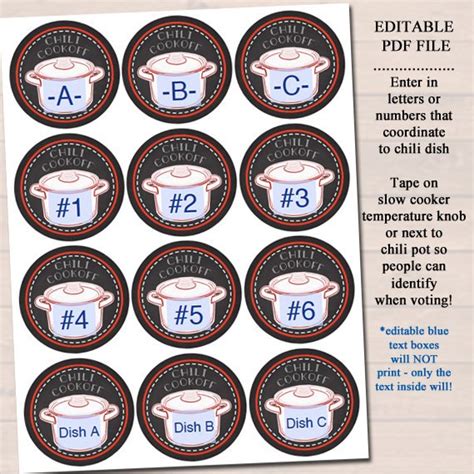 chili cook  labels printable chili dish identifying tags tidylady