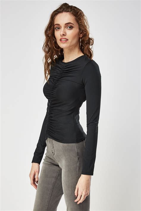 ruched front long sleeve top